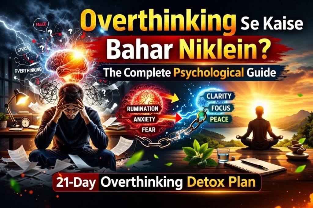 Overthinking se kaise bahar niklein psychological guide showing mental stress to clarity transformation